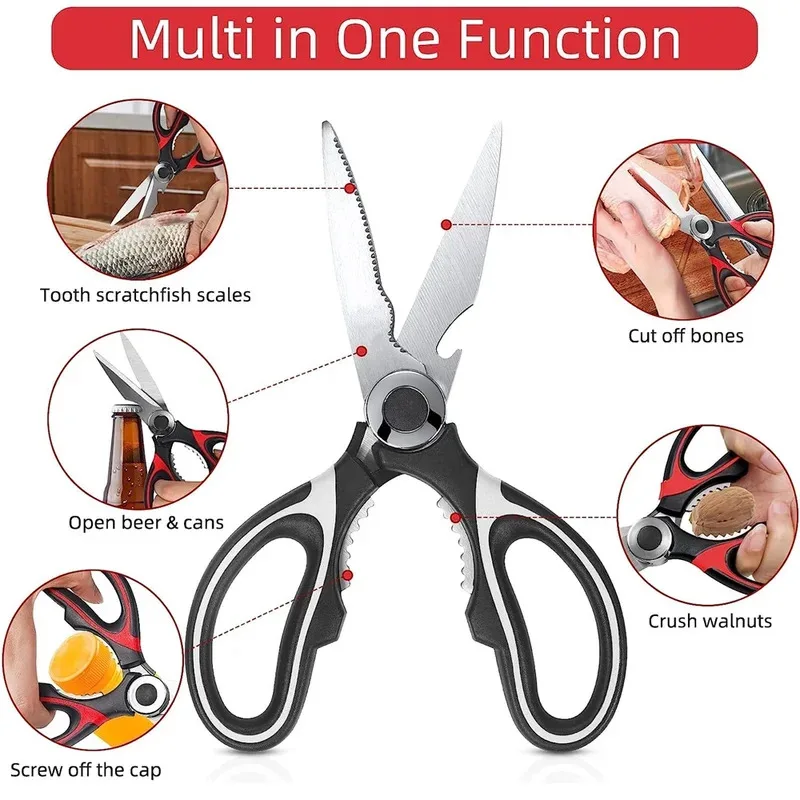 

Multifunctional Stainless Steel Kitchen Scissors Gadgets Kitchen Scale Cleaner Chef Scissors Chicken Bone Scissors