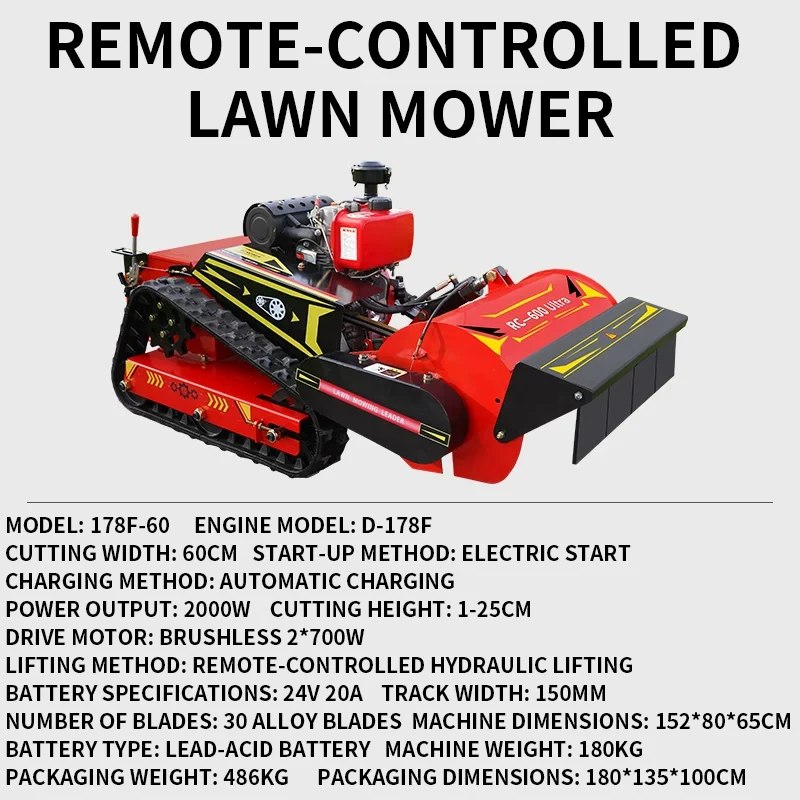

Remote-Controlled Wireless Garden Tracked Lawn Mower Landscaping, Garden Trimmers, and Tracked Lawn Mowers(Customized)