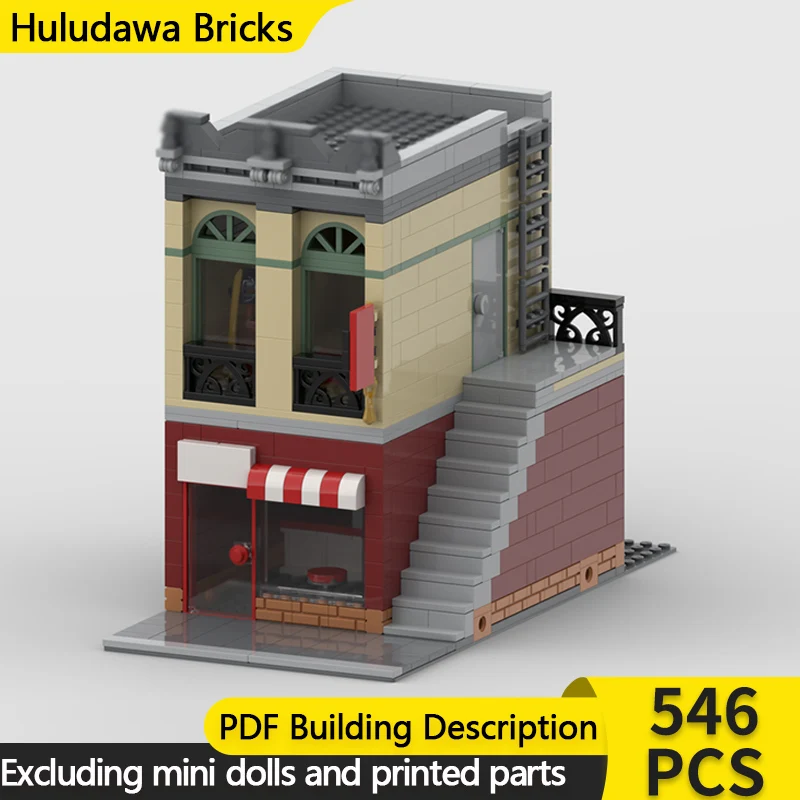 

City Street View Model MOC Building Bricks Pizzeria Restaurant Modular Technology Children Holiday Gifts Assemble Toys Suit