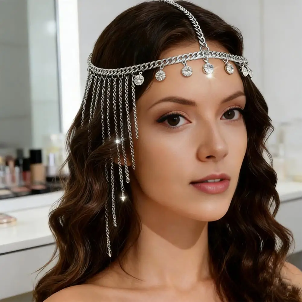 Multi-layered Hair Chain Rhinestone Tiara Headpiece Adjustable Hair Chain Headpiece for Women Multi-layered Rhinestone Tiara