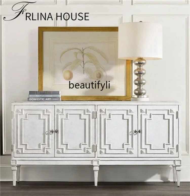 

newporch cabinet French living room solid wood light luxury TV cabinet European carved storage dining side decorative cabinet