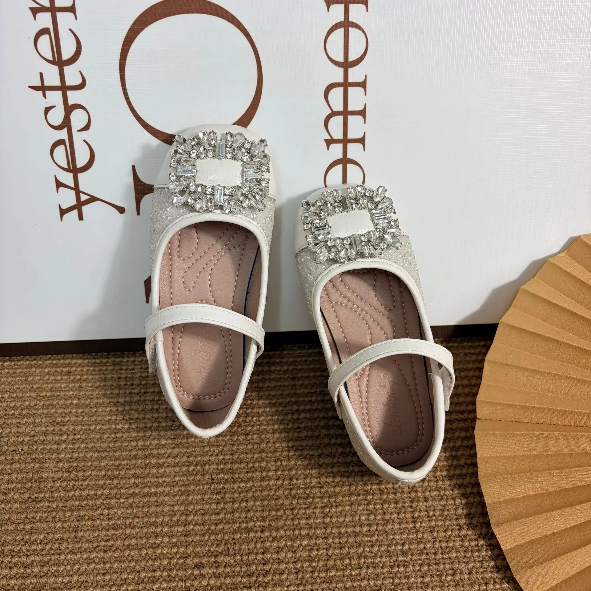 Kids'Casual Shoes PU Leather Spring Sequin Crystal Fashion Outdoor Shoes For Girls  Breathable Anti-slip White Silver Size 23-35