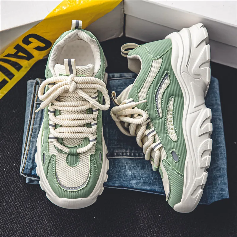 Men's Low-Top Lace-Up Colour-Blocked Casual Shoes Breathable Mesh Outdoor Sports Shoes