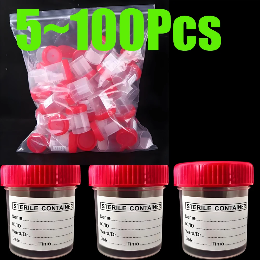 5-100Pcs 60ML Plastic Urine Collection Sample Cup Specimen Bottle Container for Medical Use