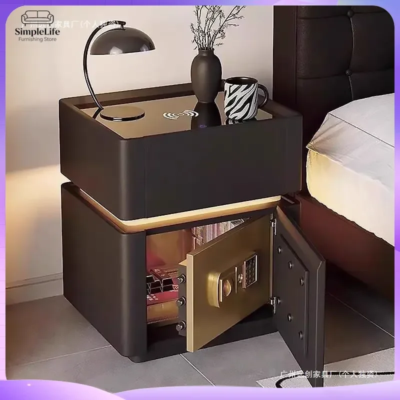 Modern Minimalist Bedside Table with Storage Drawer and USB Charging Port for Bedroom Living Room Small Space Organization