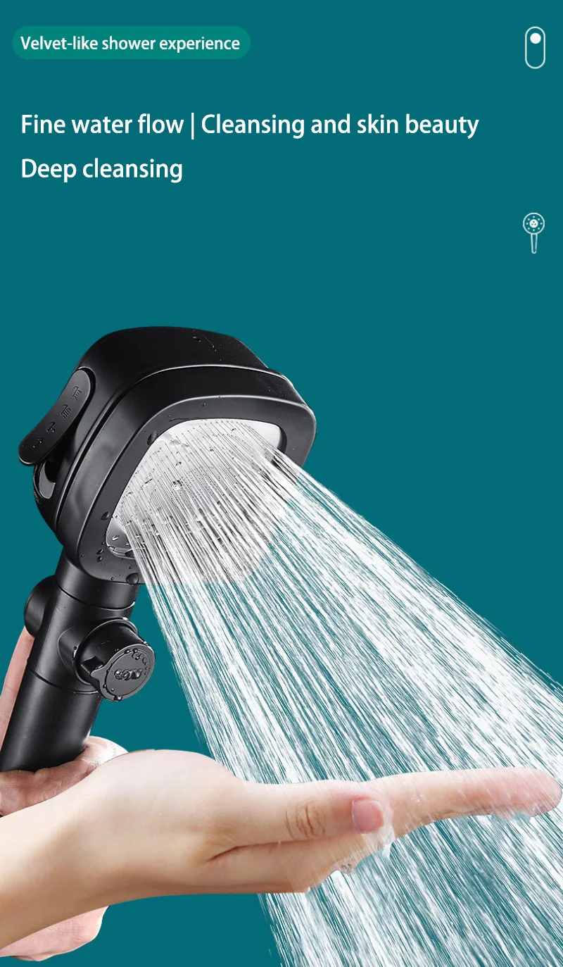 Soffione doccia ad alta pressione acqua 4 modalità di risparmio soffioni doccia regolabile One-Key Stop spruzzatore per massaggio ad acqua accessori per il bagno