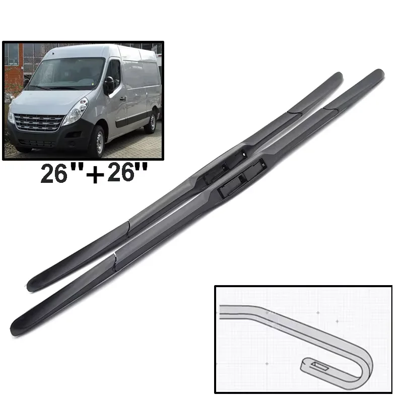 

Wiper LHD Front Wiper Blades For Renault Master 3 Nissan NV400 Movano 2010 - 2023 Windshield Windscreen Window 26"+26"