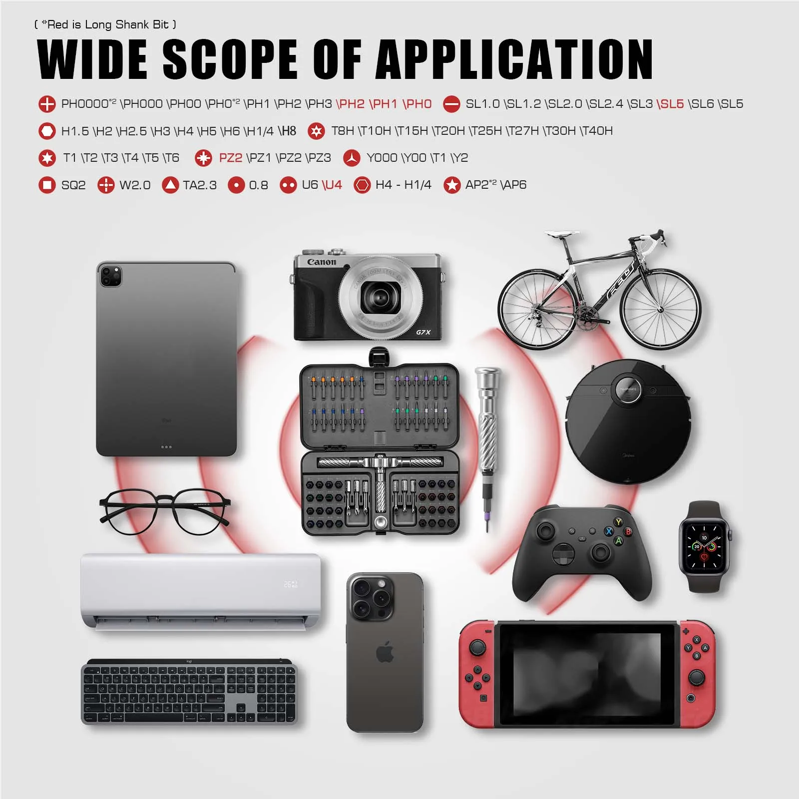 VMAN 66in1多機能ラチェットドライバーセット、マルチマグネットビット、ミニ修理ツールキット、PC、デスクなど家庭用ツール