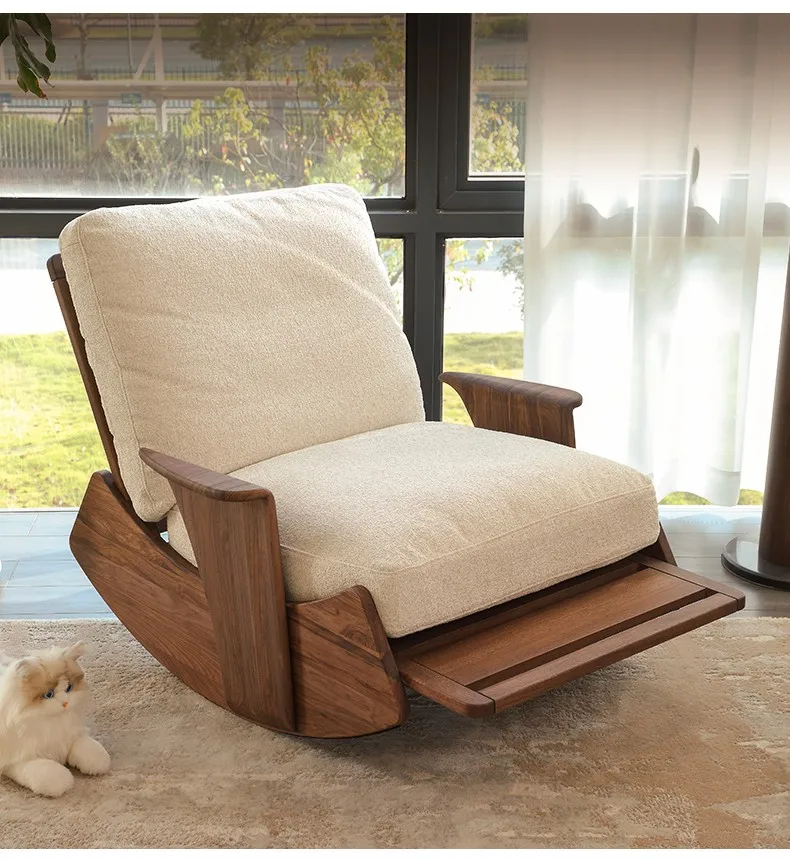 

All log pure solid wood rocking chair living room modern simple balcony lazy sofa