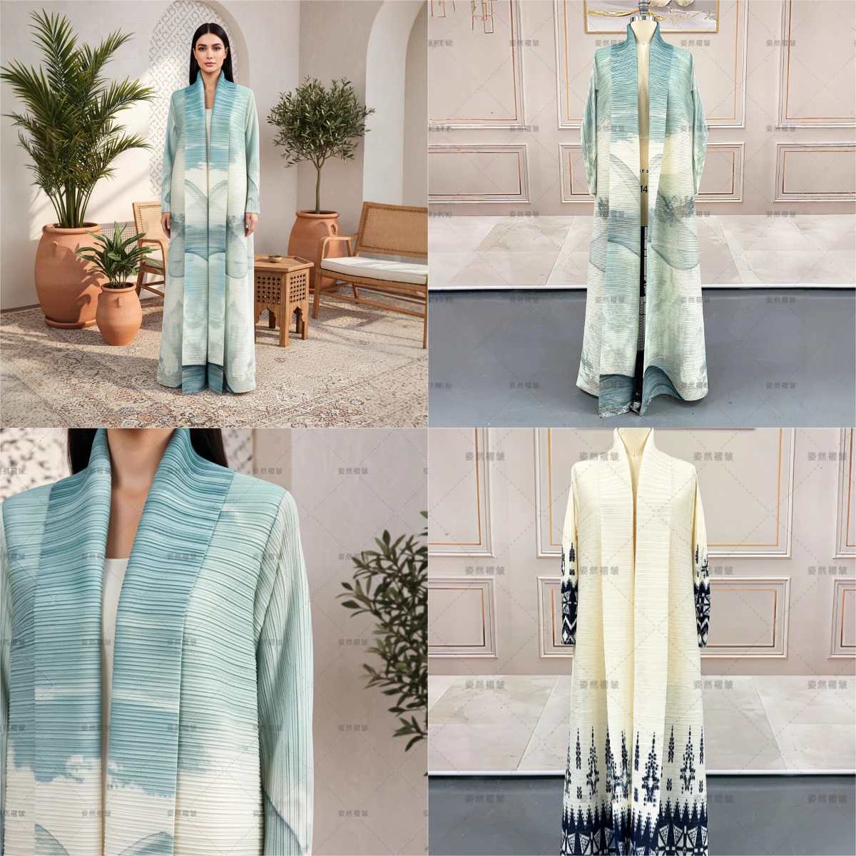 

Miyake Folds 2025 New Middle East Abaya Saudi Arabia Clothing Dubai Robe Women's Pleated Printed Robe Cardigan Jacket Pleats