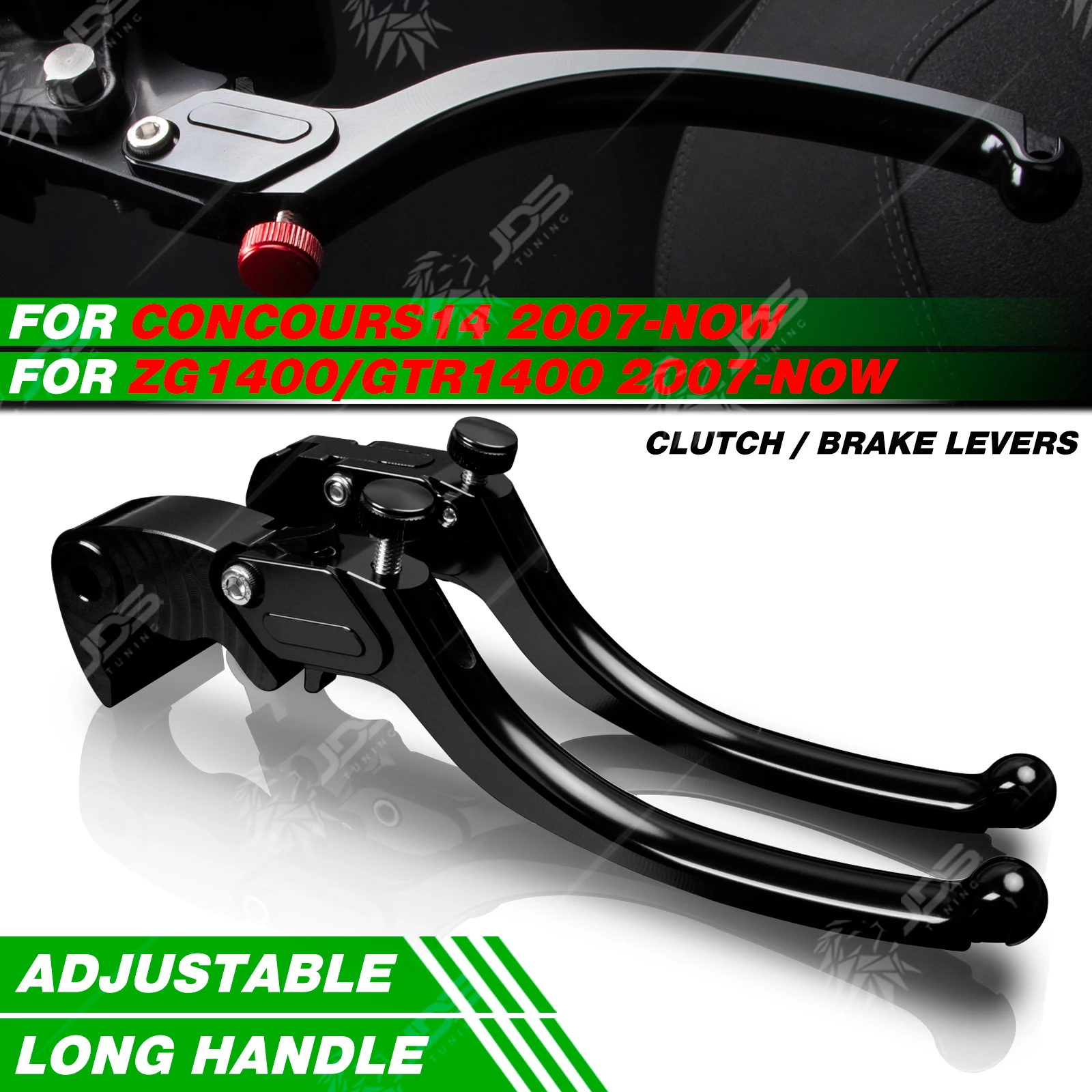 

JDSTUNING Для Kawasaki CONCOURS14/ZG1400/GTR1400 2007-НОВЕЙШИЕ МОДЕЛИ: Комплект бесступенчатых рычагов сцепления и тормоза с удлиненной ручкой, аксессуары