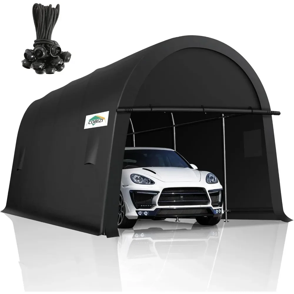 Carports 10x20 Heavy Duty Portable Garage with All-Steel Metal Frame  Vents,Round Style Anti-Snow Waterproof Car Canopy Portable