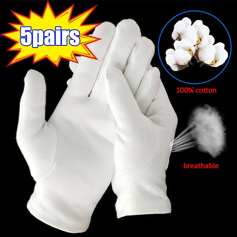 

White Cotton Work Gloves for Dry Hands Handling Film SPA Gloves Ceremonial High Stretch Gloves Household Cleaning Tools