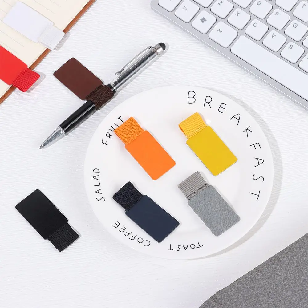 Multicolor Self-adhesive Pen Clips Elastic Loop Leather Pencil Holder Organizer Office Stationery Portable Notebook Accessories