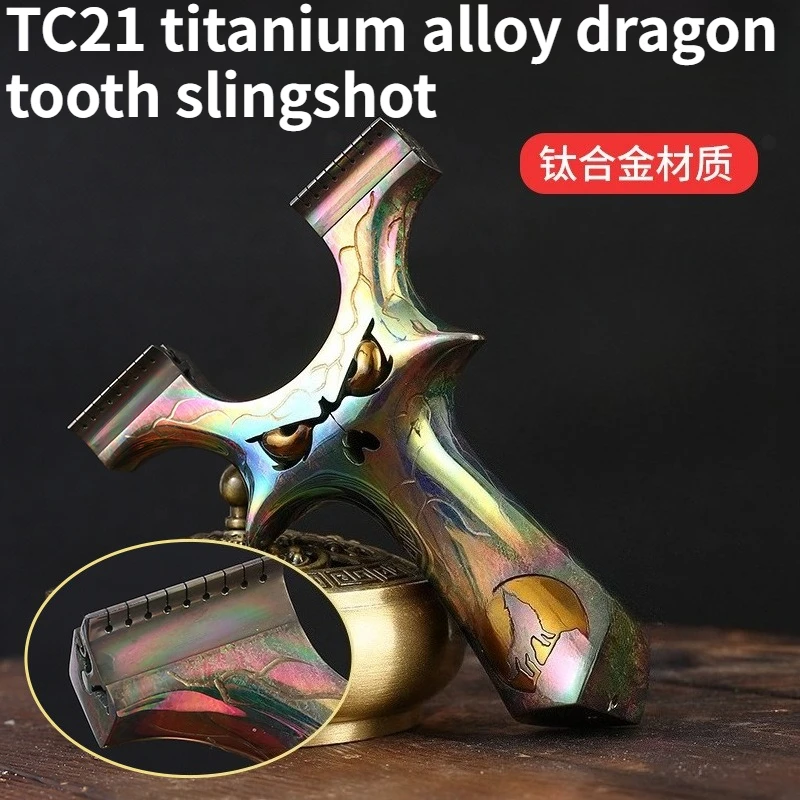 

TC21 Colorful Titanium Alloy Little Devil Ghost Face Reverse Curved Dragon Teeth Outdoor High Precision slingshot