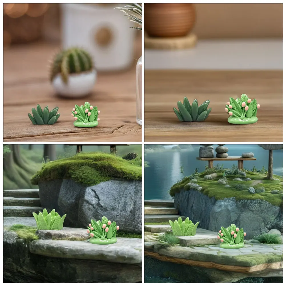 8 قطع من ديكور الخضرة المصغرة: عشب صناعي واقعي لحديقة بيت الدمى، نباتات صغيرة يدوية، منظر طبيعي صغير داخلي