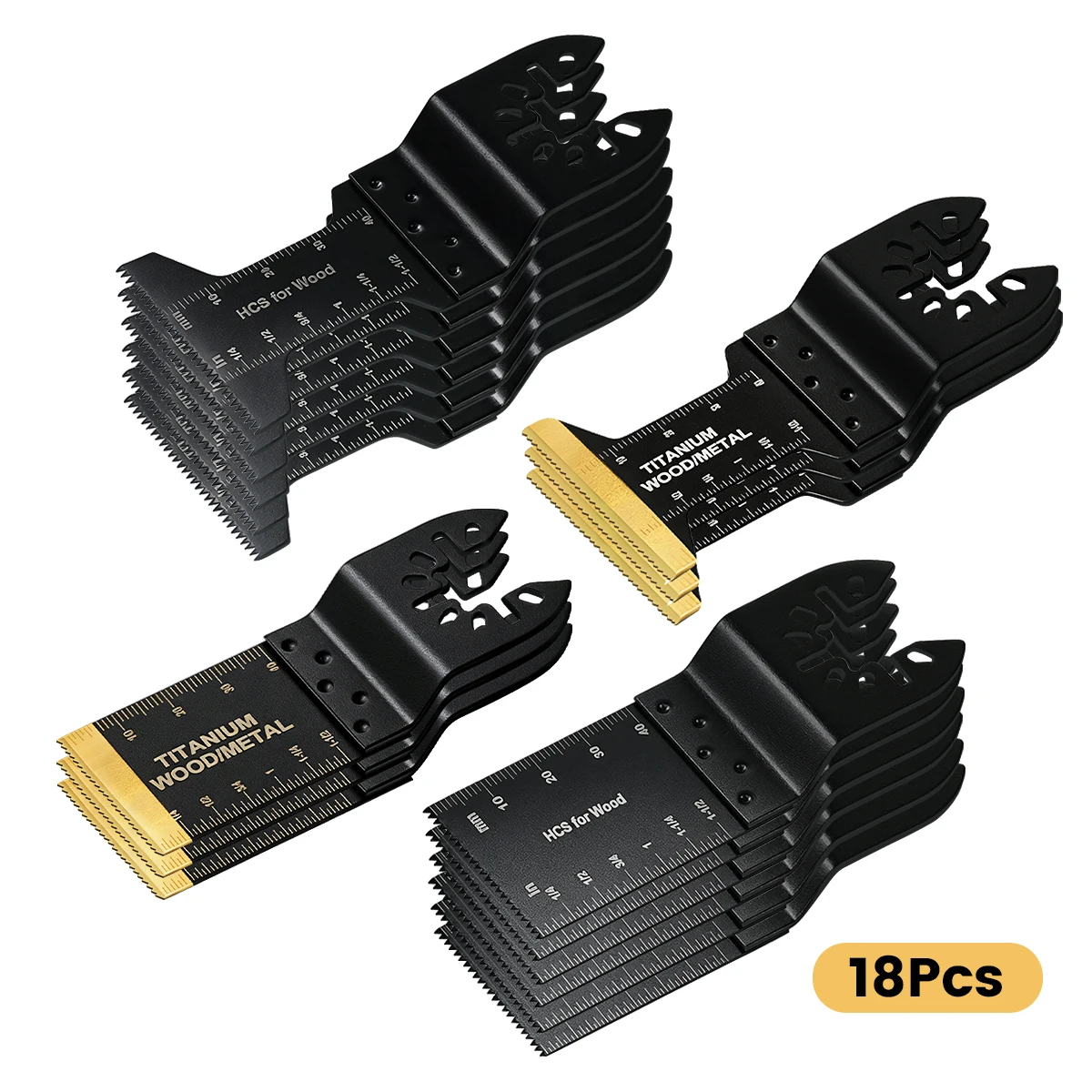 

18 шт., титановые многофункциональные лезвия для инструментов, универсальные быстросъемные осциллирующие пилы для резки металлических гвоздей, дерева или пластика
