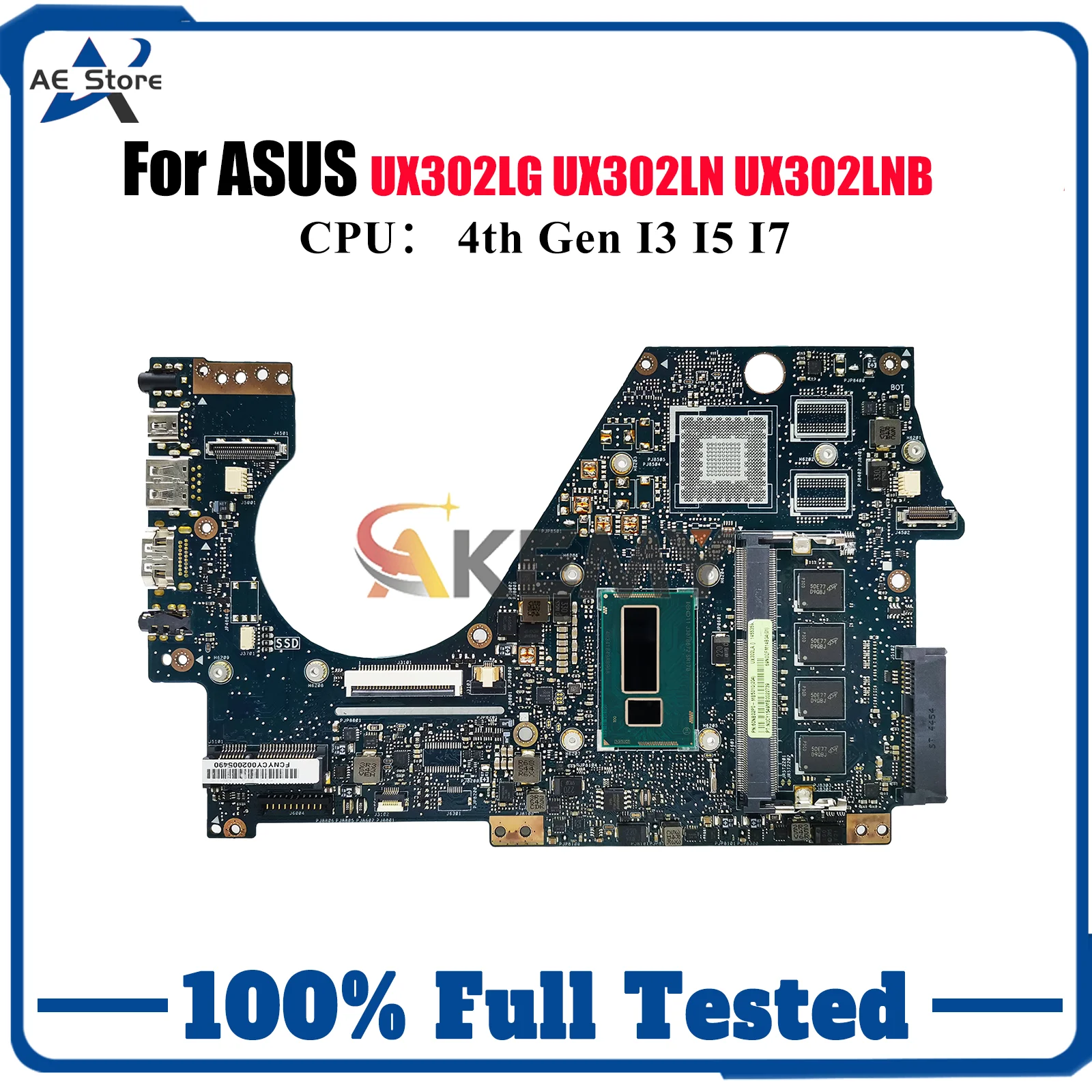 

UX302LA Материнская плата для ноутбука ASUS ZenBook UX302LNB UX302LA UX302LG UX302LN UX302L Материнская плата с процессором I3 I5 I7 ОК быстрая доставка