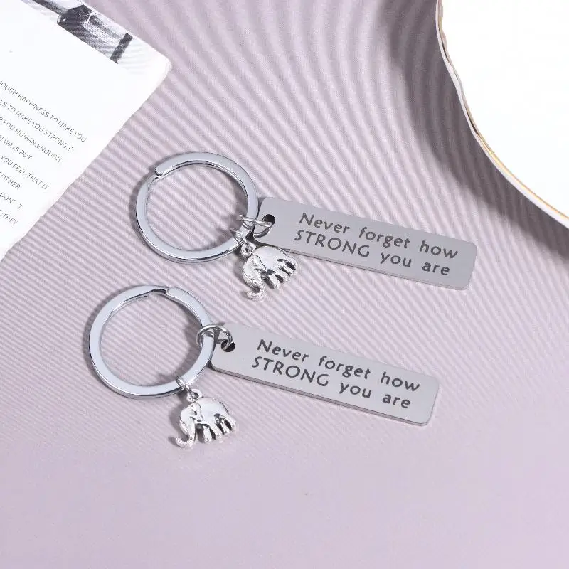 1/5 Stück Inspirierender Elefanten-Schlüsselanhänger aus Edelstahl mit positiver Energie für Männer, Auto, Rucksack, Anhänger, Dekoration – Detail 10