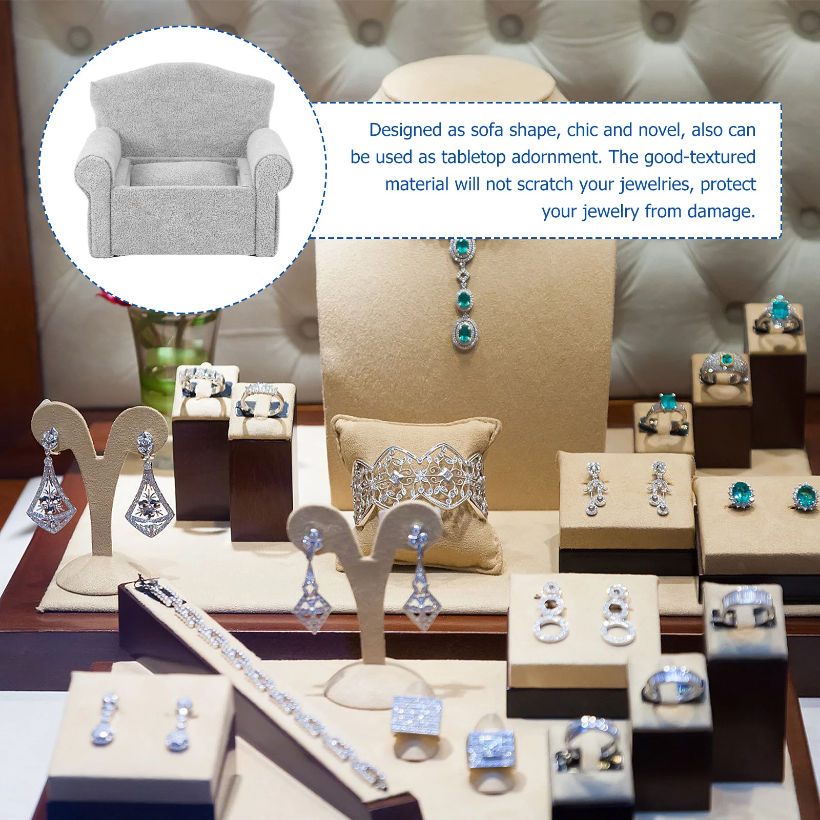 

Jewelry Box Storage Rack Sofa Shape Design For Watch Bracelet Bangle Organizer Display Stand Holder Compact Scratch-Proof