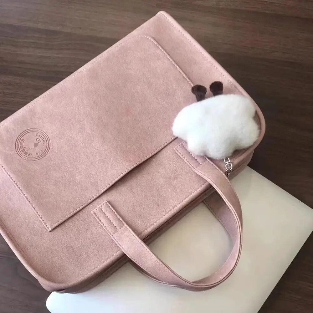 13-14/15-16Inch Laptop Notebook Case Felt Briefcase Notebook Pouch Shockproof with Bear Pendant Computer Storage Bag Business