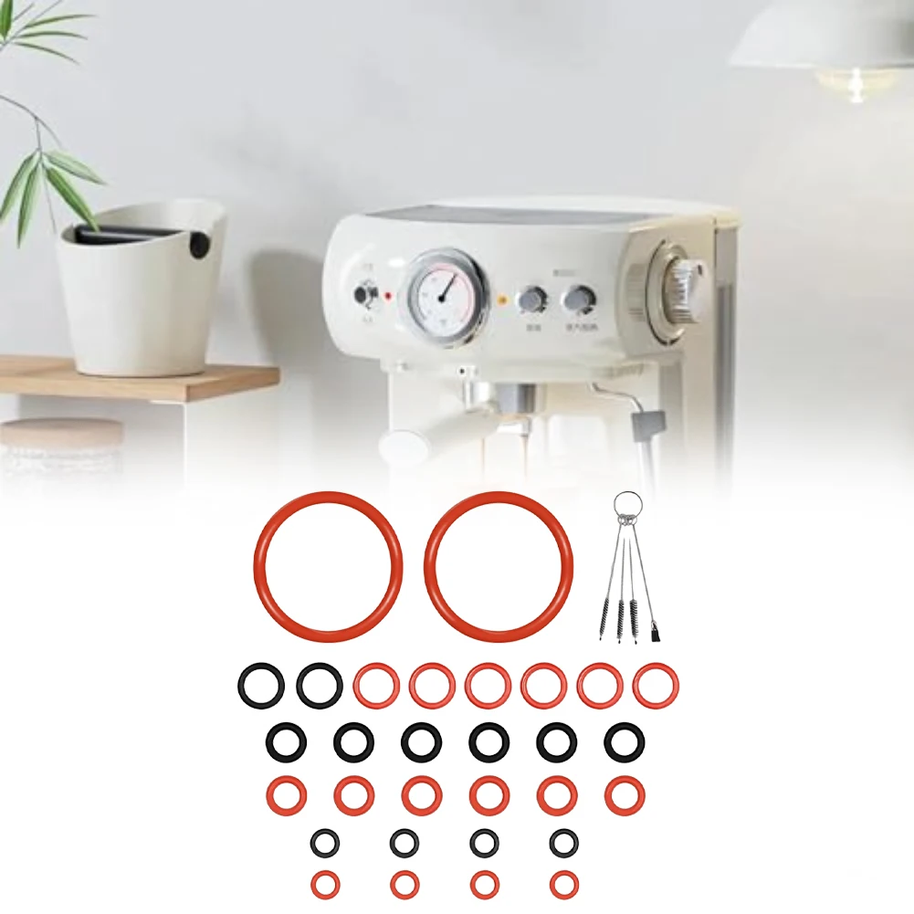 30pcs silicone O ring seal kit with 4 in 1 cleaning brush for brewing component stamping parts and water inlet nozzles