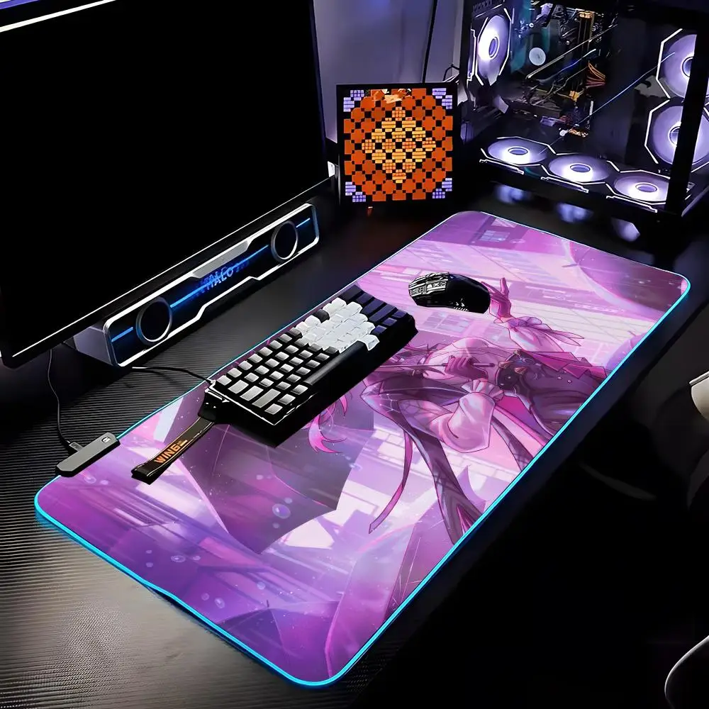 

Kafka H-honkai Star Rail Mouse Pad RGB HD Mousepad Pad Rug Desk Mat Computer Gaming PC Accessories Rubber Keyboard LED Mats