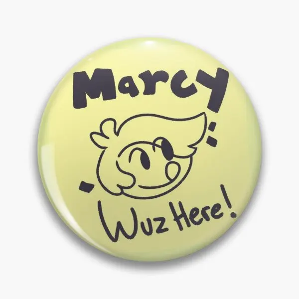 Marcy Wuz Here Sticker  Soft Button Pin Collar Jewelry Women Cute Funny Fashion Badge Metal Cartoon Lover Hat Lapel Pin Decor