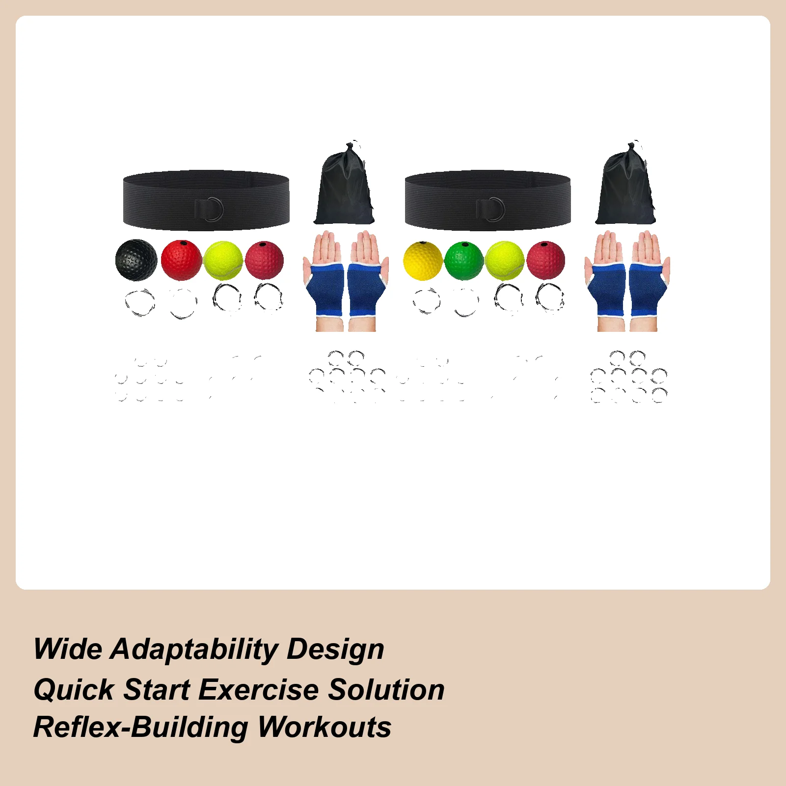 ボクシングトレーニングリフレックスボールウェアラブル機器ボクシングトレーニングボールヘッドバンド付き寝室旅行寮ジム男性女性用
