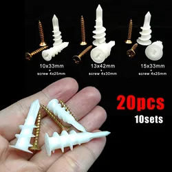 10sets Self Drilling Drywall Anchor with Tapping Screw for Plasterboard Gypsum Hollow Cavity Wall Expansion Plug Plastic Nylon