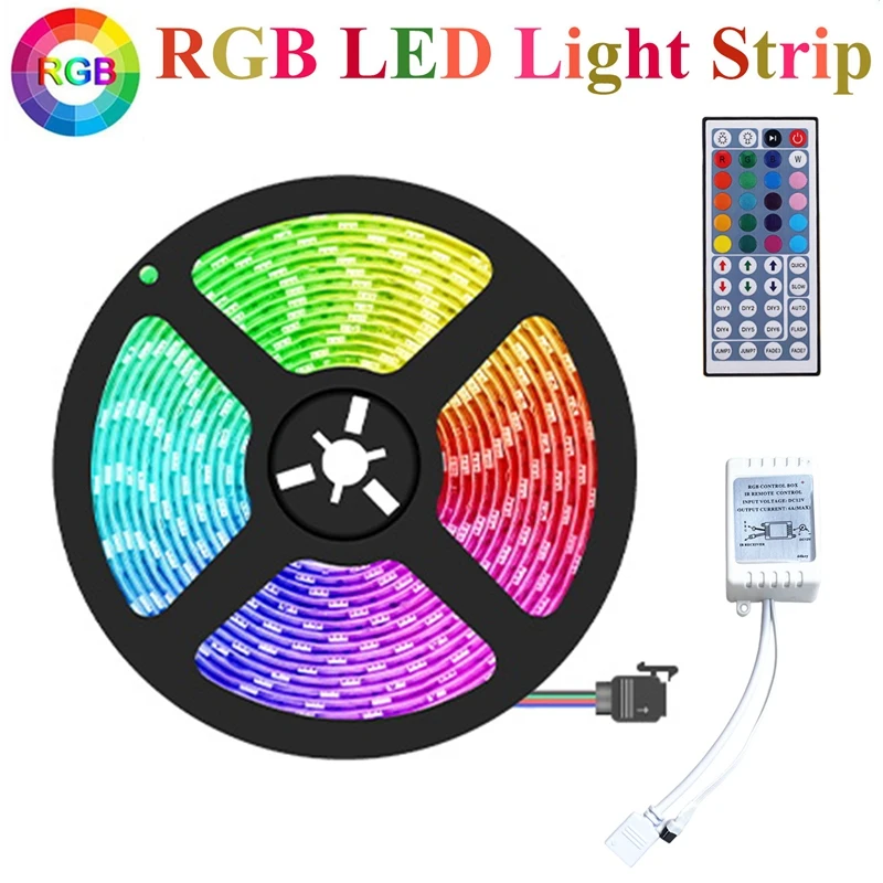 5M RGB Light Strip 3528 Waterproof 300Leds Flexible LED Light Strip With 44 Key Remote For New Year Christmas