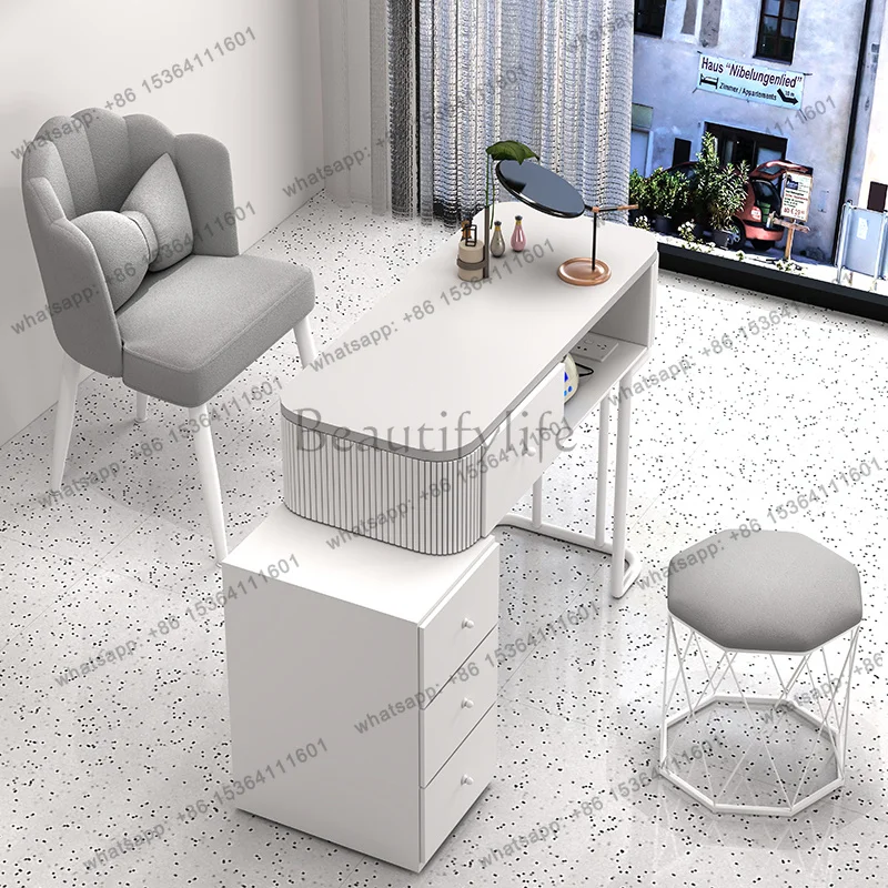 YJ Luxury Multifunctional Nail Table With Storage Design Elegant Trendy Nail Table European Glam Table Manucure Salon Furniture
