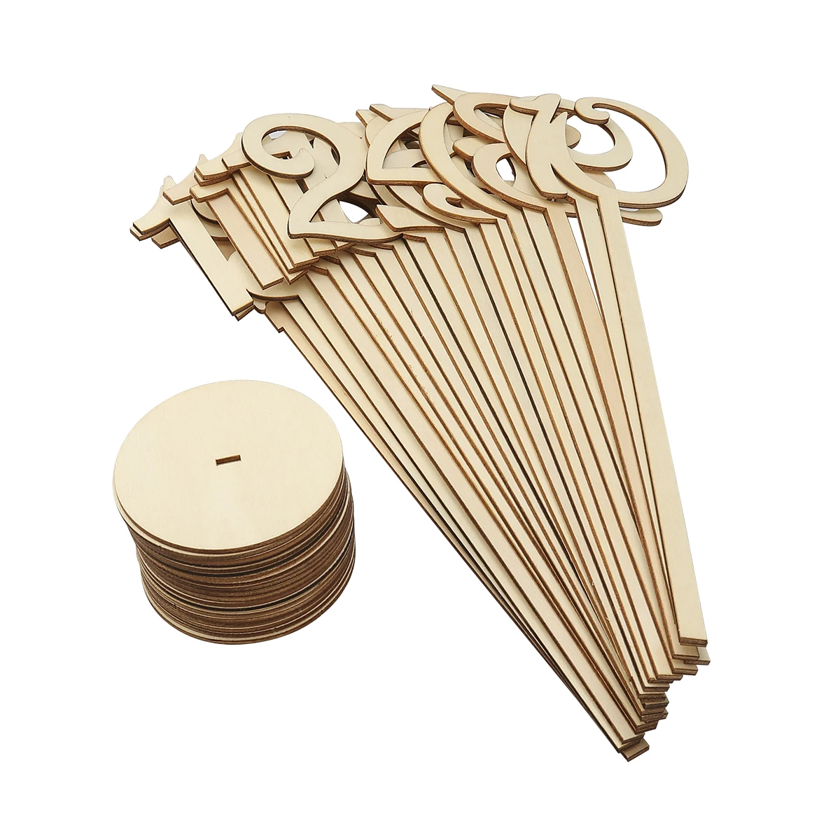 

20pcs Wooden Table Numbers Natural Wood 35x8cm Round Base Reception Seating Assignments Decorative Rustic Stand Wedding Mini