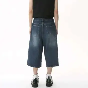 IEFB Korean Style Vintage Men's Jeans Summer Loose Male Wide Leg Knee Length Shorts New Washed Fashion Short Denim Pants 9A8825 6