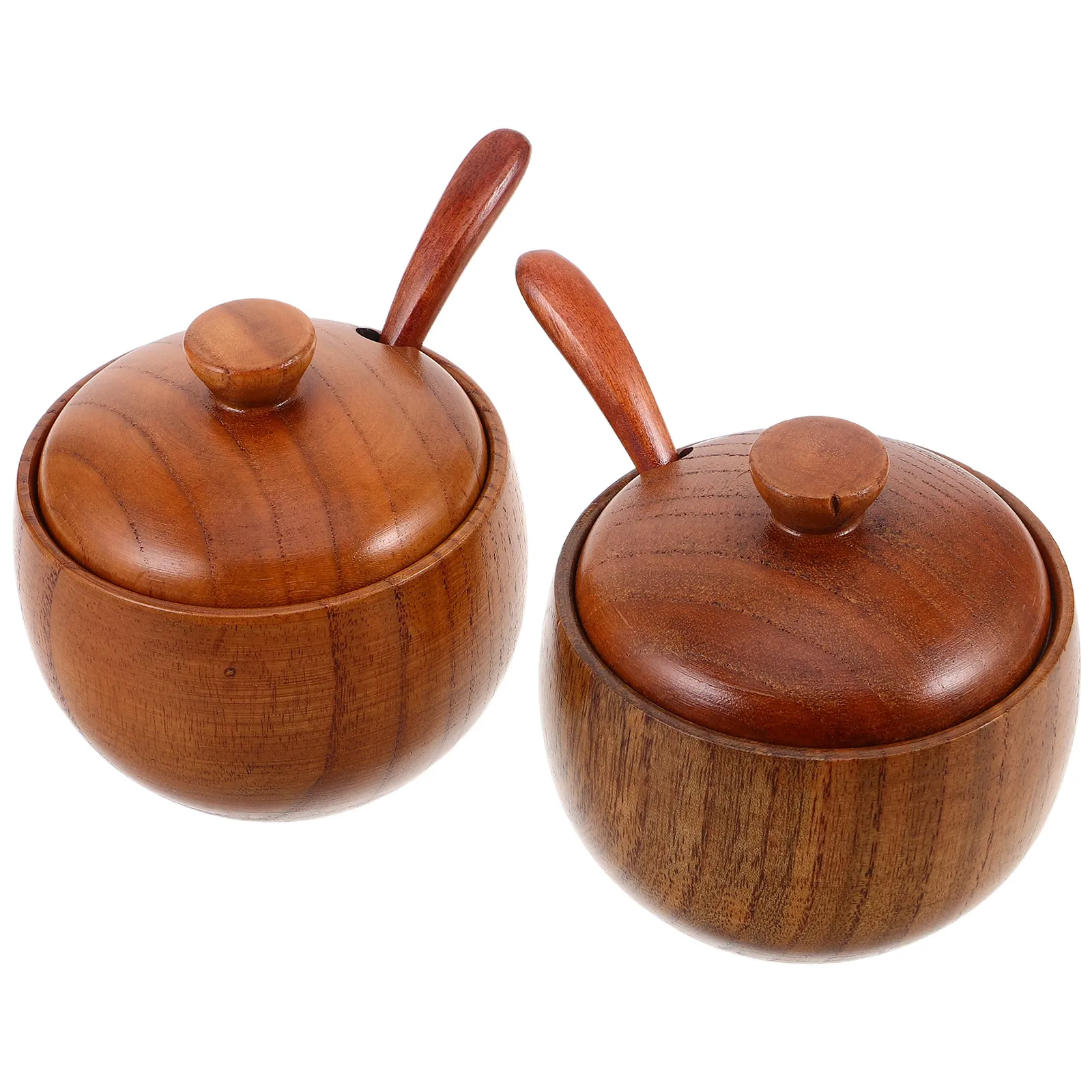 1Set Natural Wood Kitchen Spice Jars Set with Lids and Measuring Spoons Rustic Seasoning Storage Containers for Counter Decor