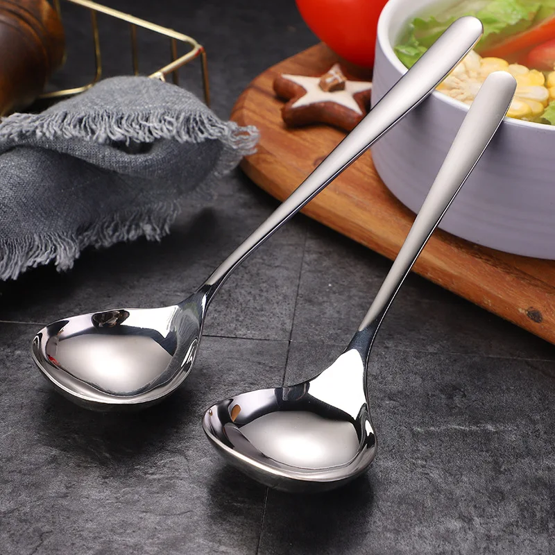 304 Stainless Steel Long Handle Soup Spoon Colander Hot Pot Ramen Scoop Bouillon Tablespoons Skimmer Kitchen Dishes Tableware