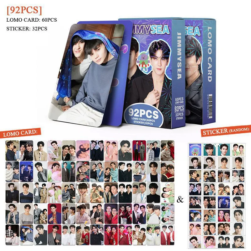 

92PCS JimmySea Thai BL CP Lomo Cards Double Sided HD Printed Celebrity Photo Cards with Stickers for Fans Collection Gift