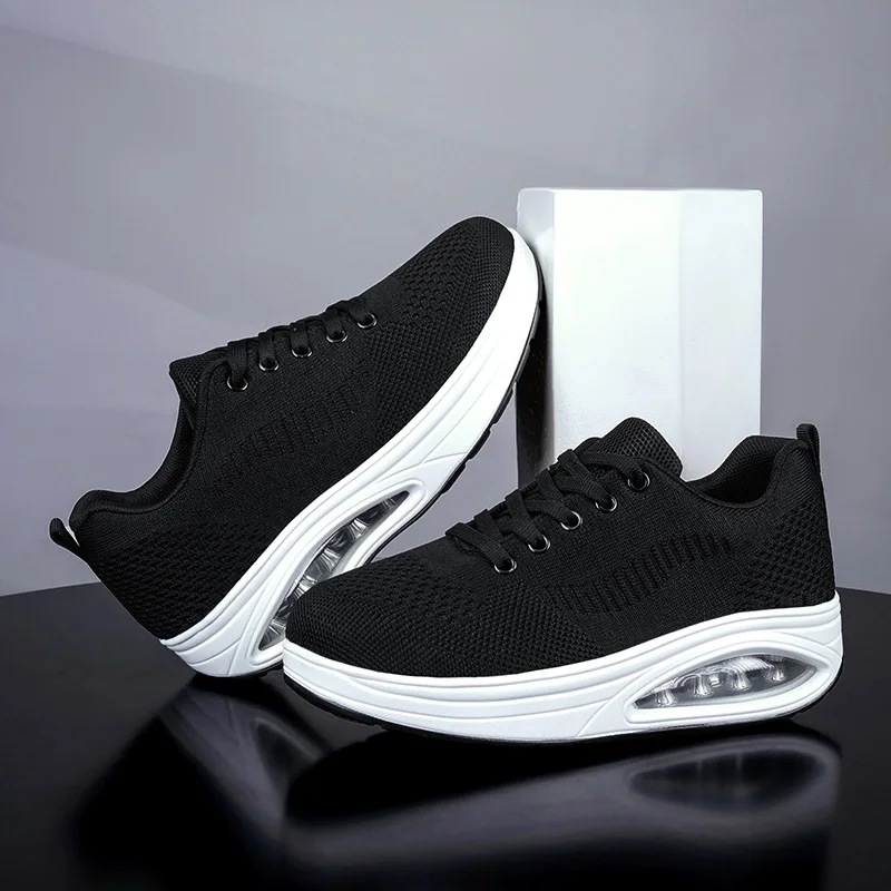 

Summer Women's Trendy Mesh Casual Shoes Platform Anti Slip Sneaker Outdoor Running Lace Up Thick Soled Vulcanized Shoes