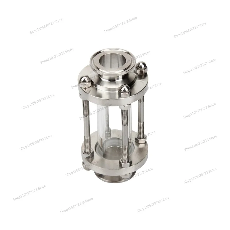 For Quick Connection Fluid Pipe Sight Glass, Food Grade Stainless Steel Through Pipe Sight Glass