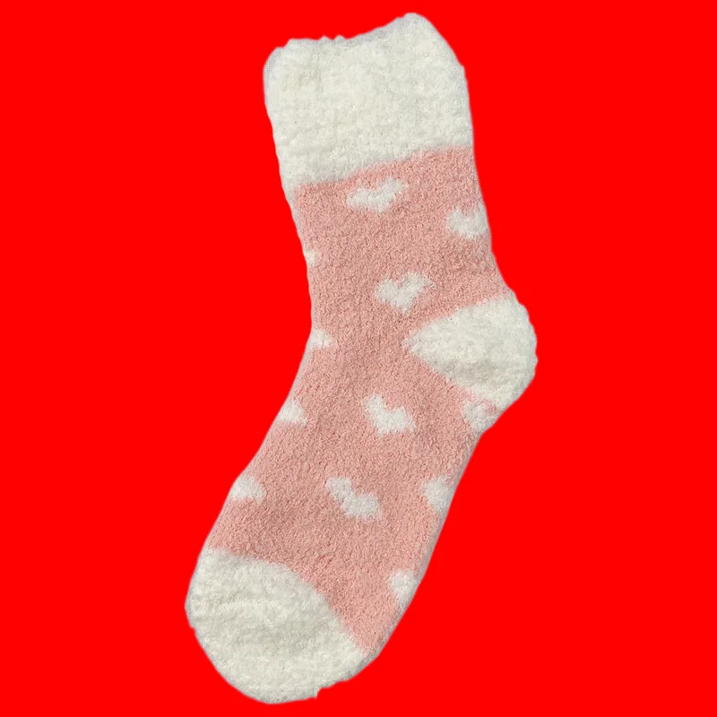 

3/6 Pairs Women's High Quality Thick Warm Floor Socks Sleep Socks Women's Socks New Love Heart Turn-over Coral Fleece Socks