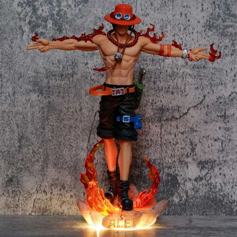 28Cm One PieceอะนิเมะรูปPortgas D AceตัวเลขการกระทําGkตุ๊กตาPvc Lightรูปปั้นDecoraของเล่นตกแต่งของขวัญ