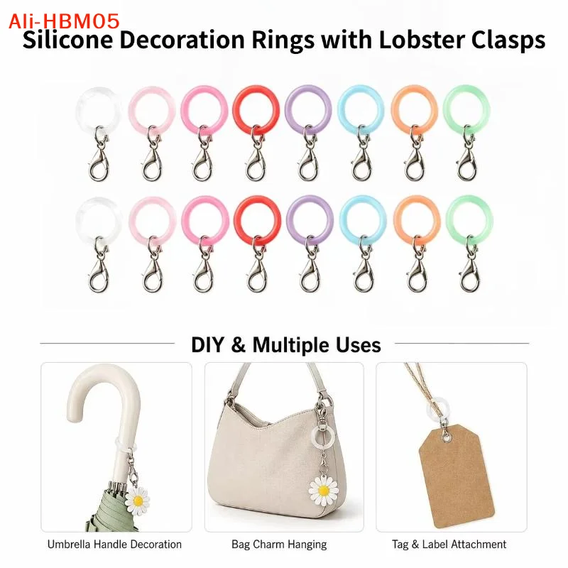 (HB05)5/10 Pcs Silicone Umbrella Handle Rings Flexible Material Secure Lobster Clasp For Hanging Small Items DIY Craft Making