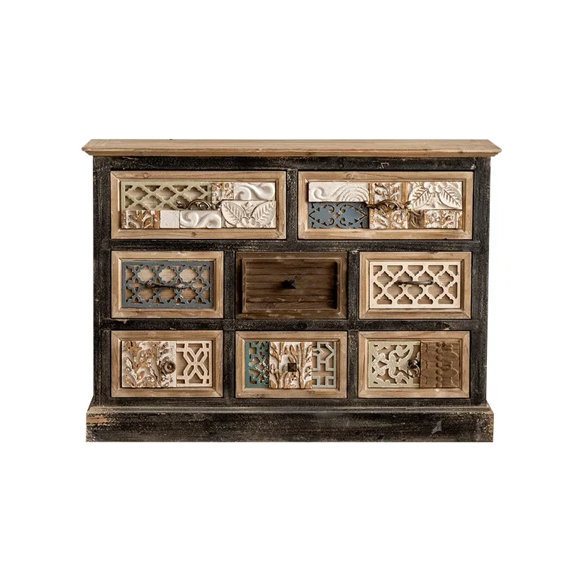 

retro and old, carved dining side cabinets, bedroom and dining room drawers storage cabinets, multi-functional