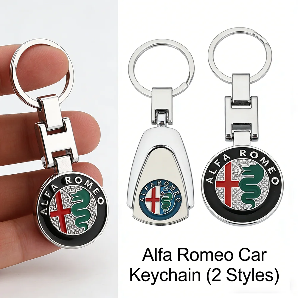 Alfa Romeo Car Keychain Metal Keyring For Giulia Stelvio Giulietta 147 159 Mito Auto Key Holder Car Accessories (2 Styles)