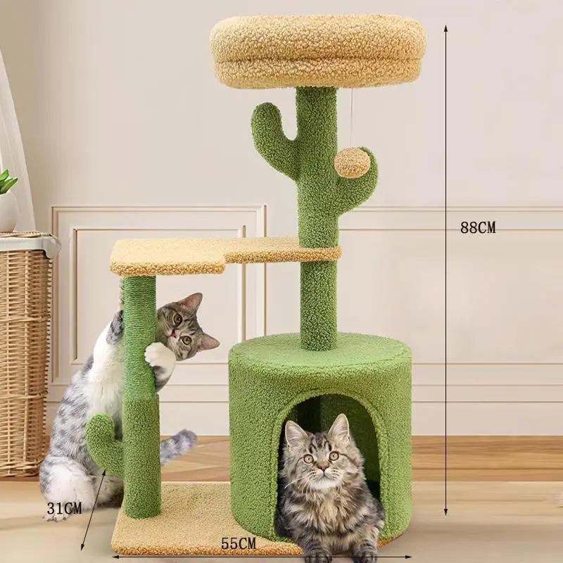 

Wooden Cactus Cat Climbing Frame Scratching Post Cat