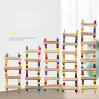 4/5/6/7/8 Ladder Birds Pet Parrot Ladders Climbing Toy Natural Wood Hanging Colorful Ball Toy for Conures Parakeets Cockatiels