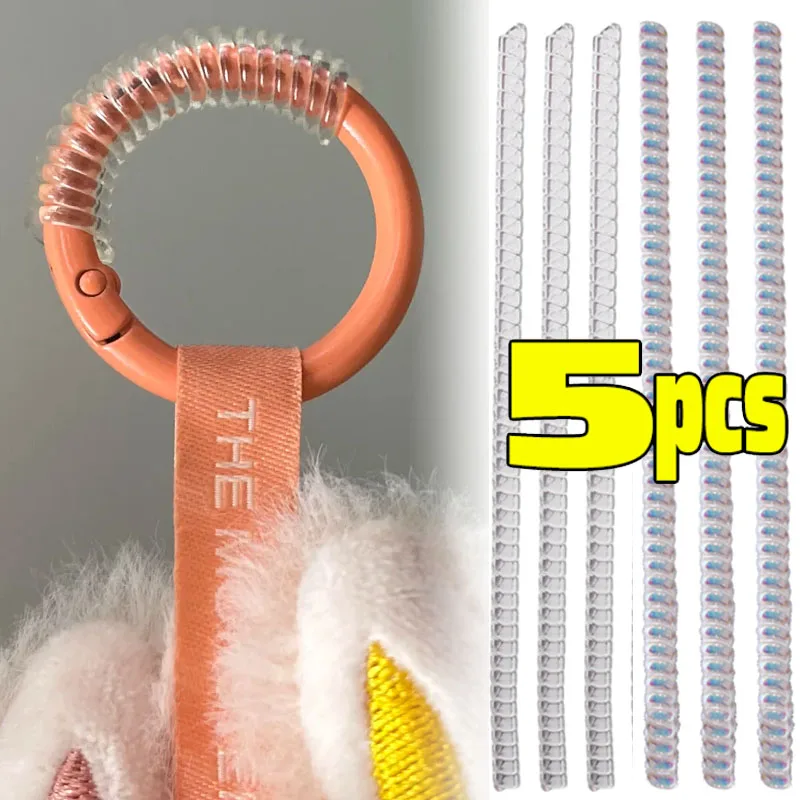 

Anti-loss Buckle Doll Protective Ring Reusable DIY Transparent Silicone Rope Keychain Protection Rings Winding Fixed Accessories