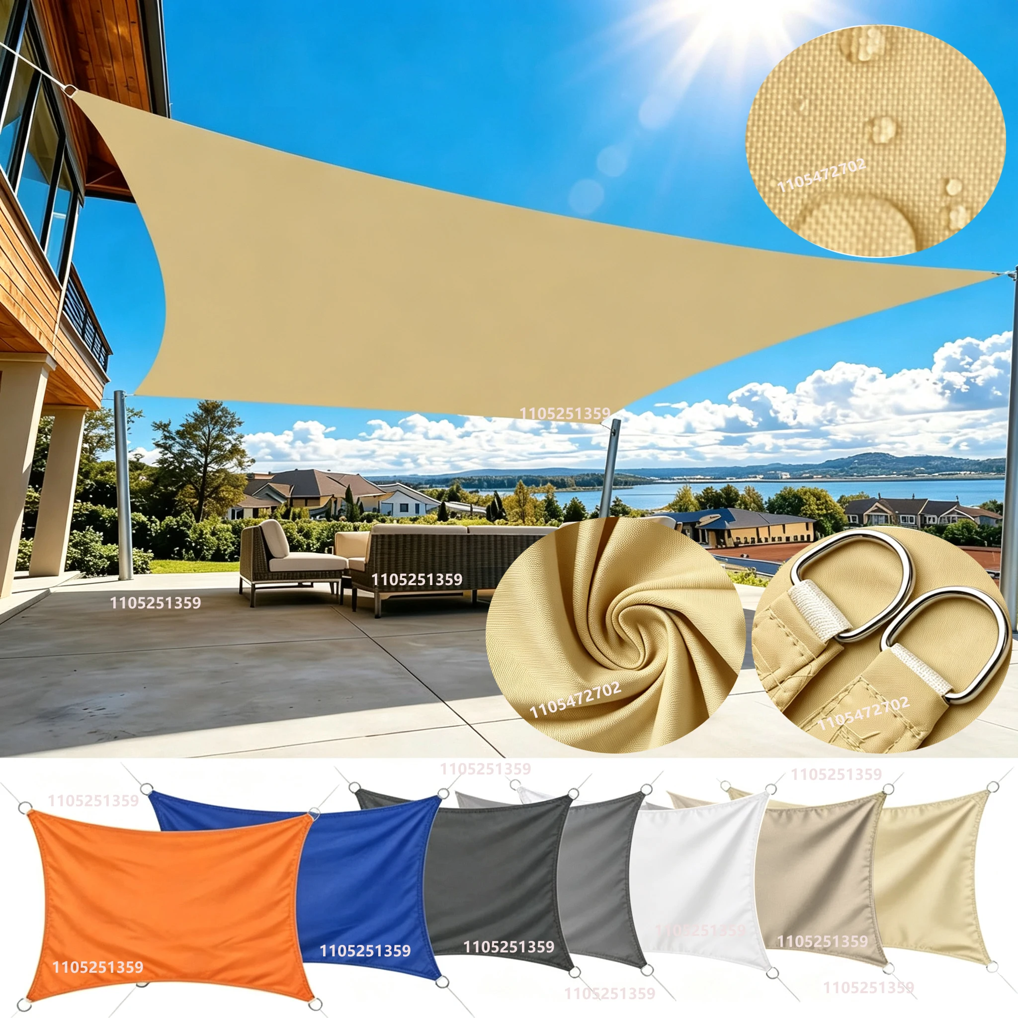 Awning Waterproof Sunshade Sail Outdoor Terrace Lawn Beach Garden Carport Backyard Deck Pavilion Awning