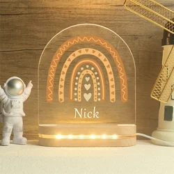 Custom LED Night Light with Wooden Base,Baby Night Light,Cute Rainbow Lamp,Personalized Night Light,Baby Girl Gift