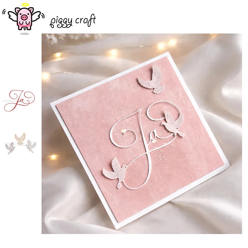 Piggy Craft Metall-Stanzformen, Schneidformen, Ja-Buchstaben, Friedenstaube, Scrapbook-Papier-Bastelmesser, Schablonen, Stanzschablonen
